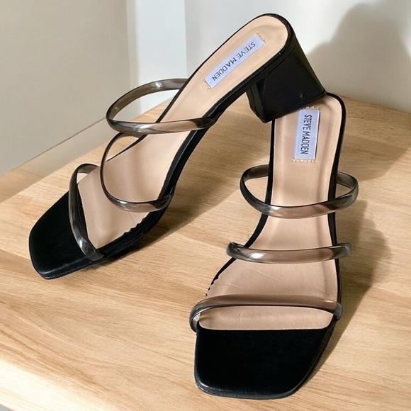 STEVE MADDEN Hanya Nude Block Heeled Strappy Sandals Size 8.5 EUC - Picture 4 of 6